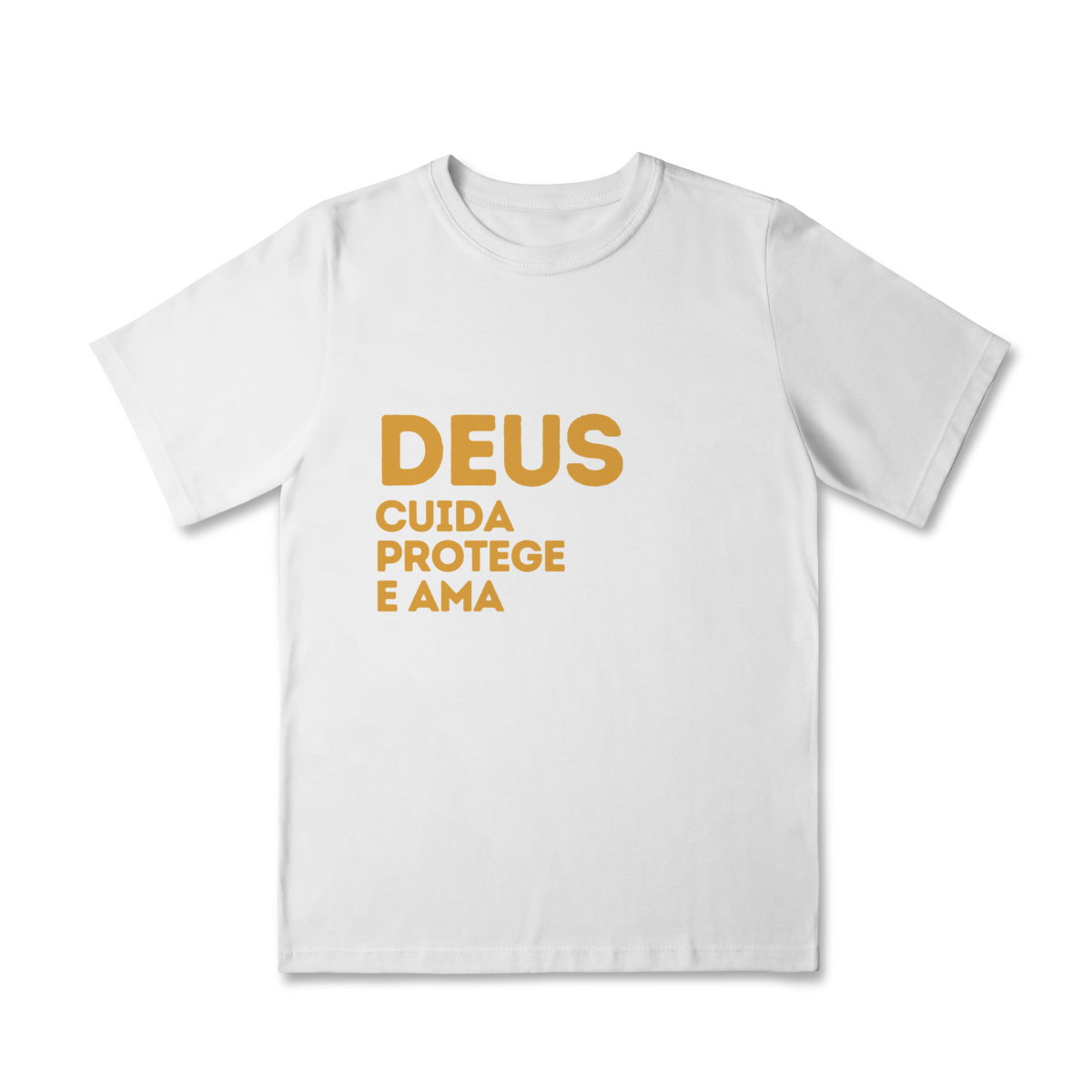  Camiseta Classic Infantil - Deus cuida, protege e ama