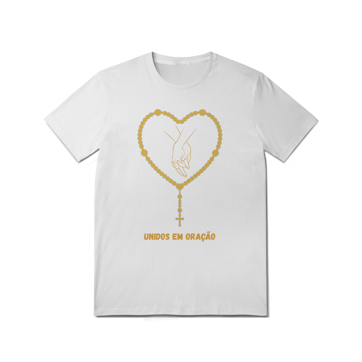  Camiseta Unissex T-Shirt Quality - Unidos em oração - Terço