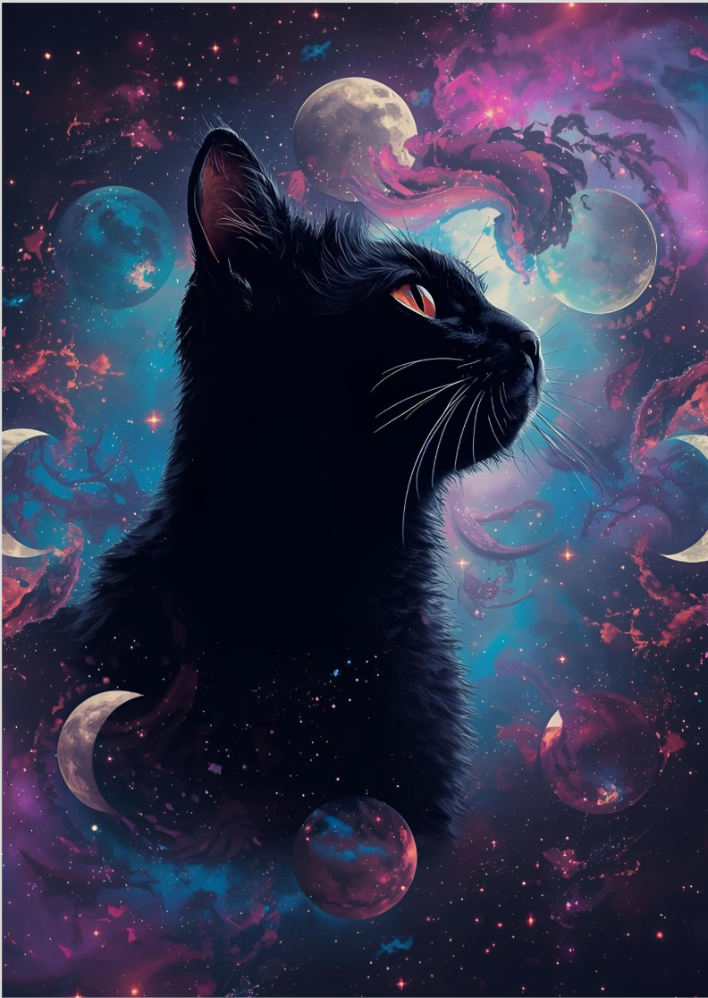 Nome do produto: Poster Retrato - Gato Místico