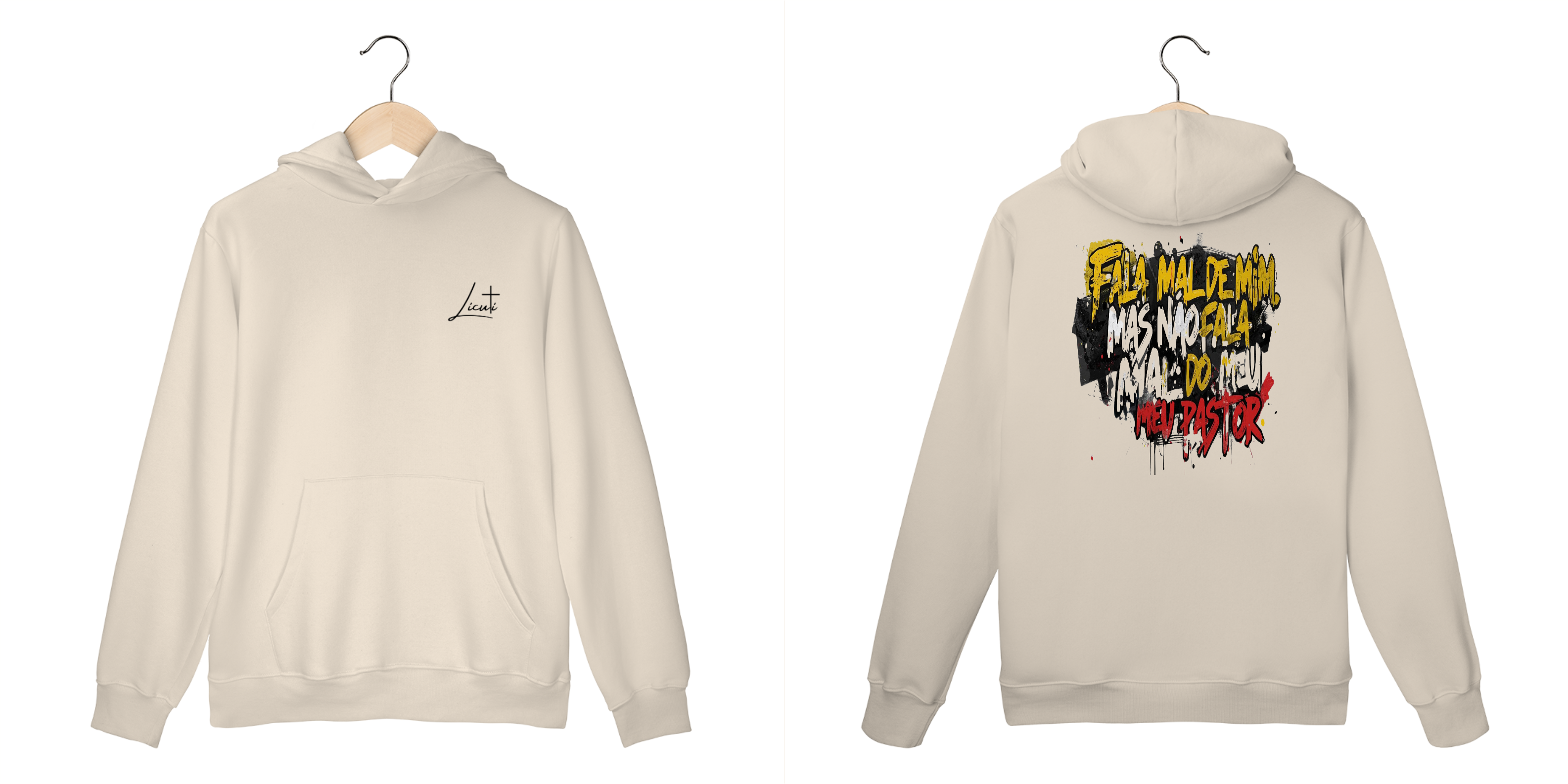 Moletom “Fala mal de mim, mas não fala mal do meu pastor”