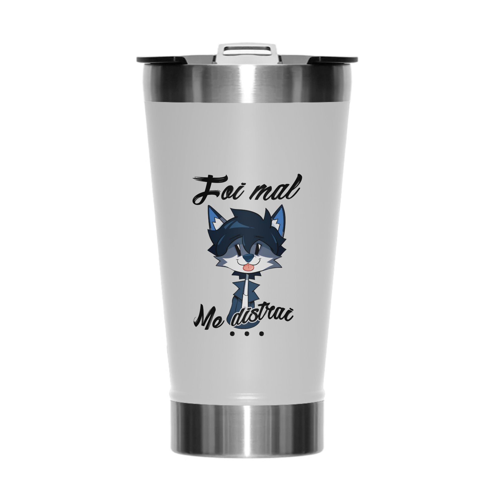 Nome do produto: Foi Mal, Me Distraí (Branco) — Copo Térmico (Tumbler 473ml)