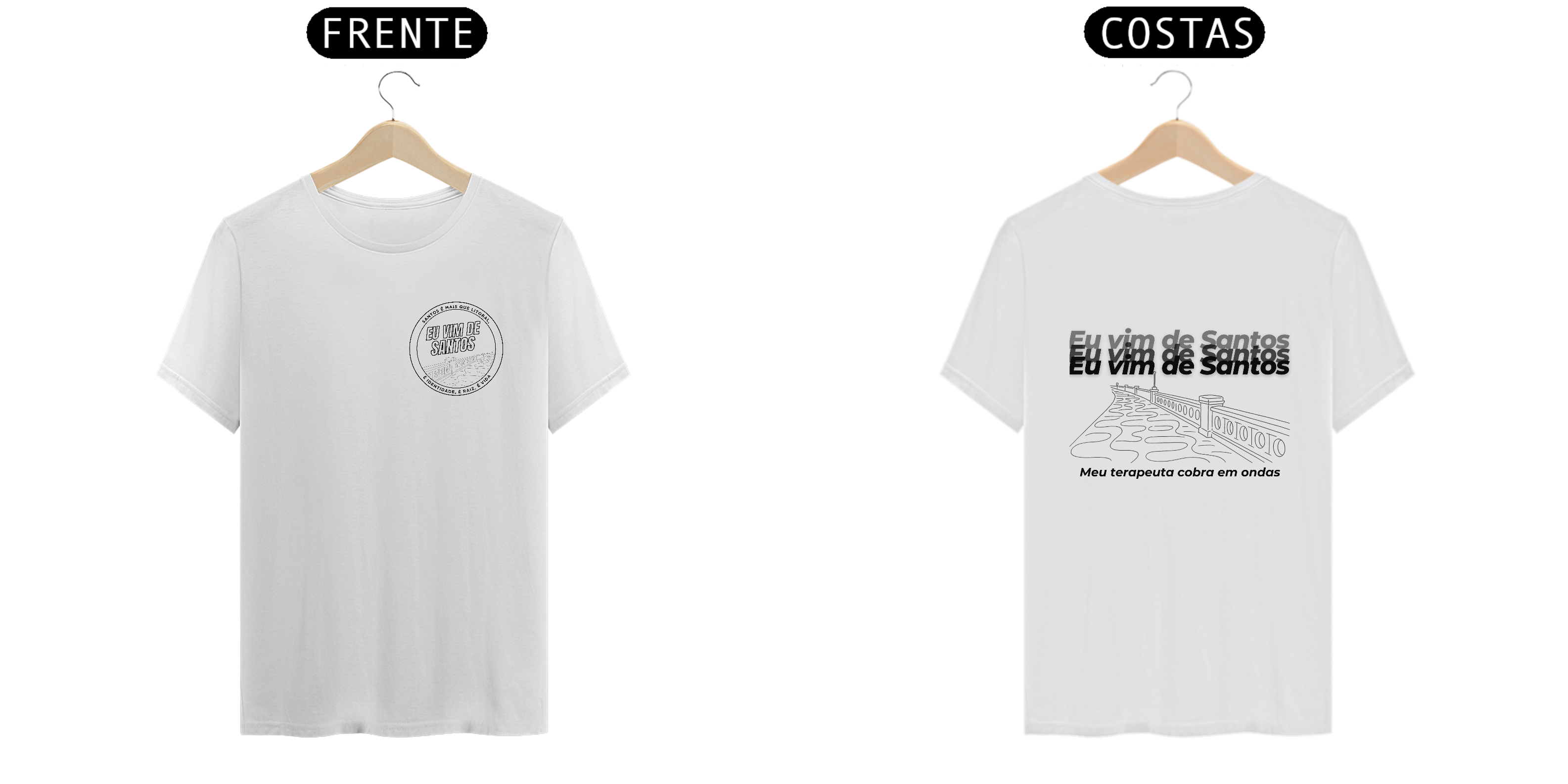 Nome do produto: Eu vim de Santos, meu teraputa cobra em ondas - Branca e cru