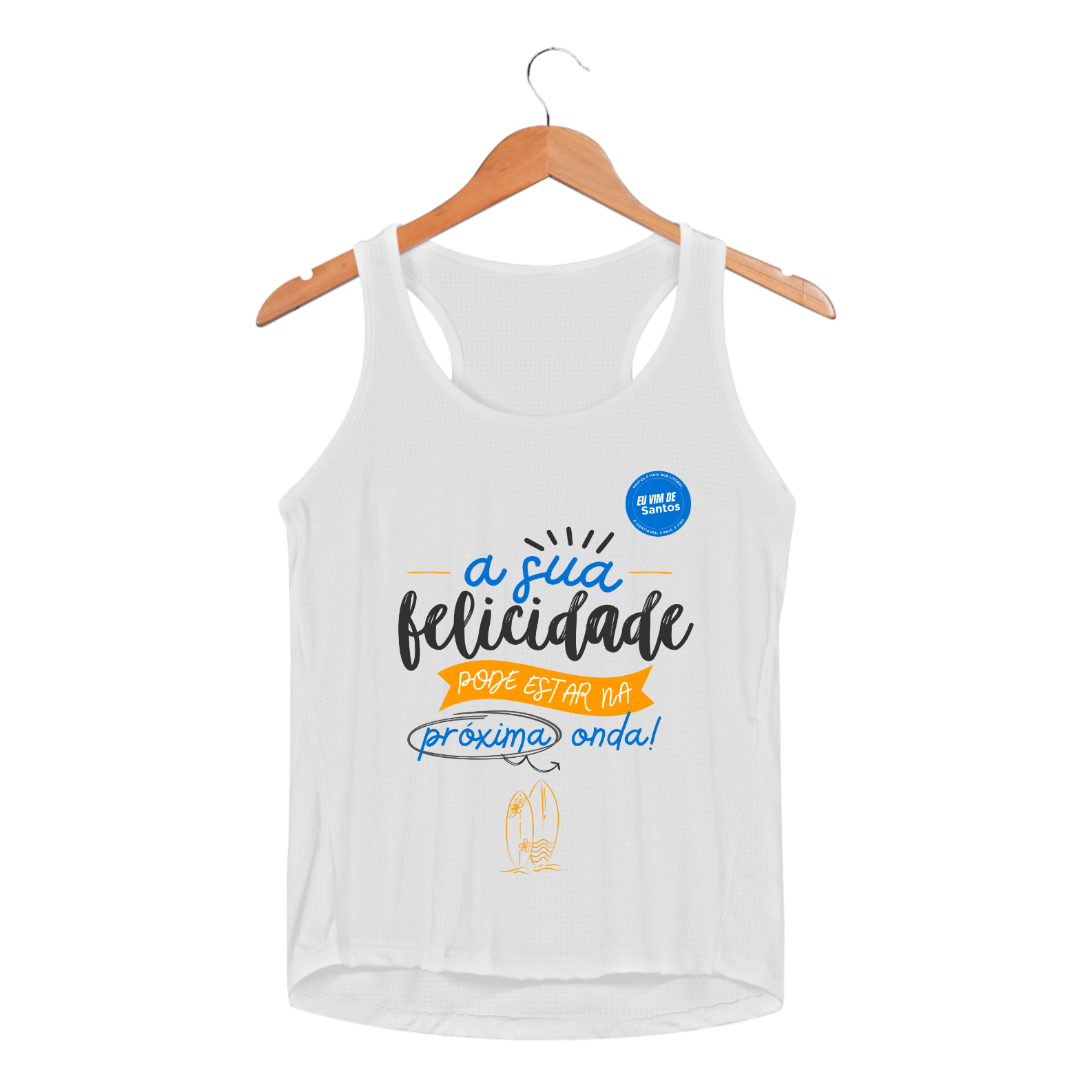 Nome do produto: Regata Feminina Sport Dry - A sua felicidade pode estar na próxima onda