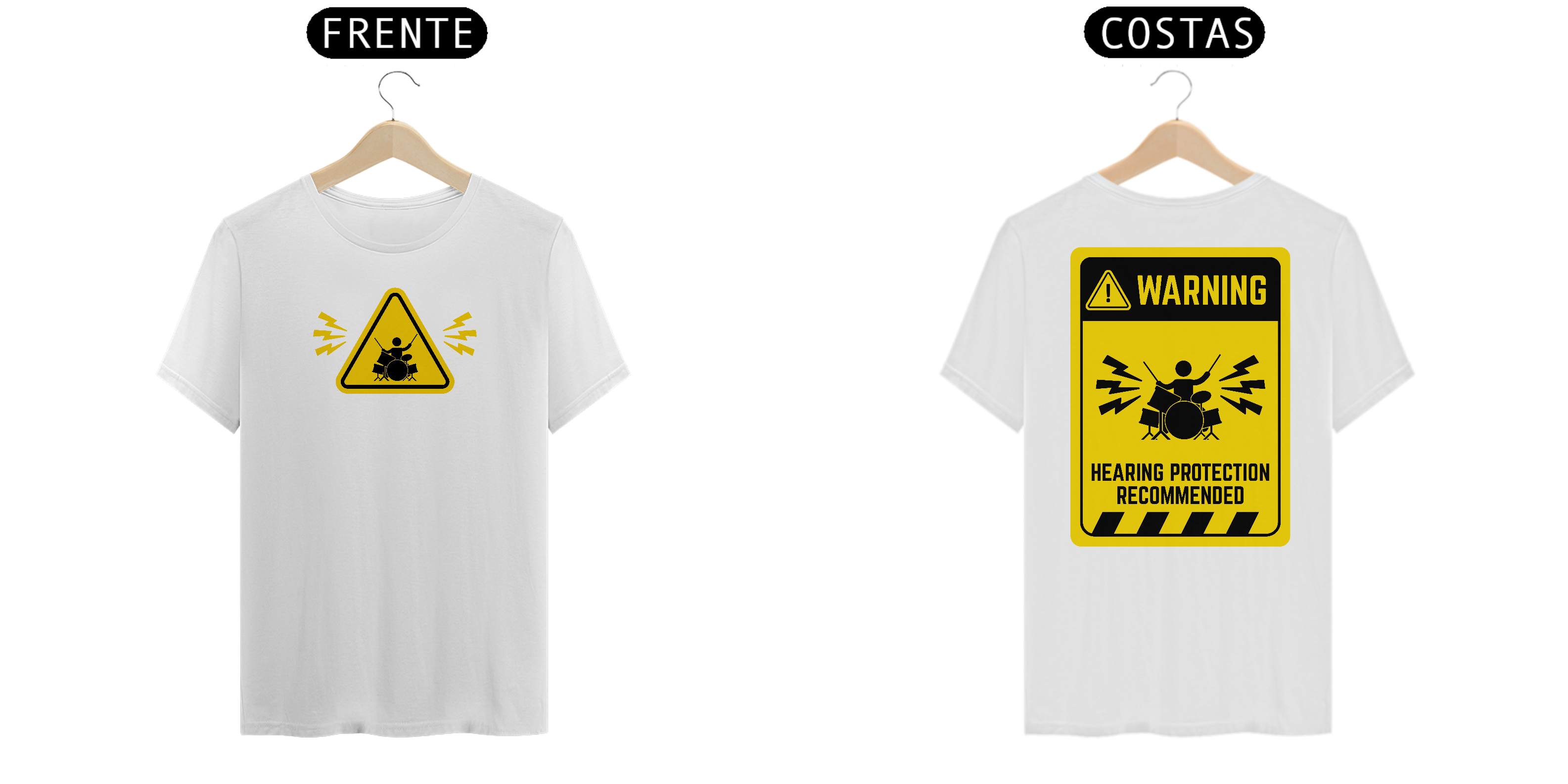 CAMISETA WARNING BATERISTA - BRANCA