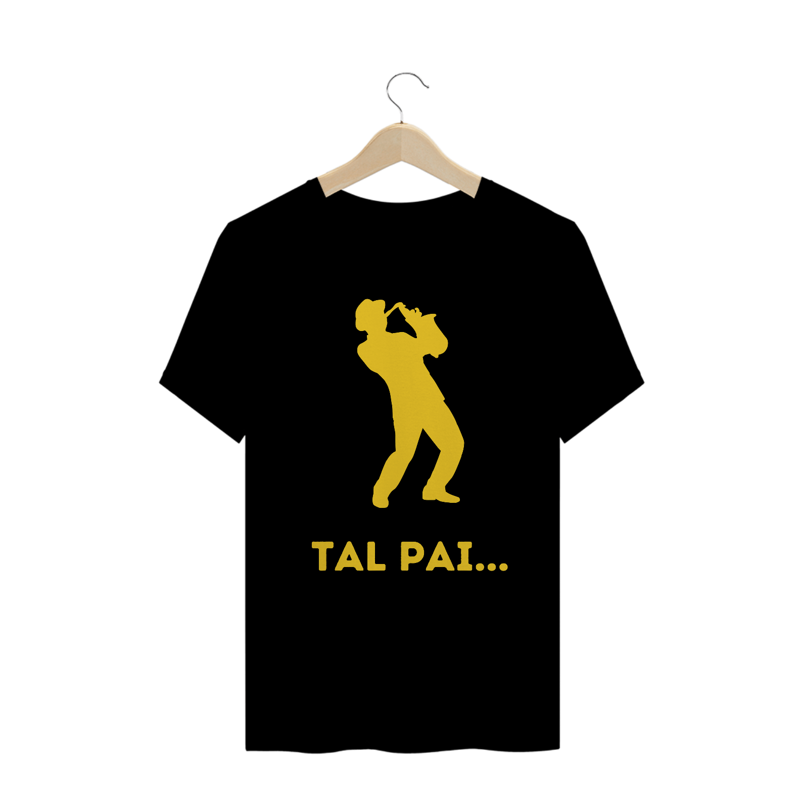 Nome do produto: Camiseta Masculina Tal Pai - Preta e Amarelo