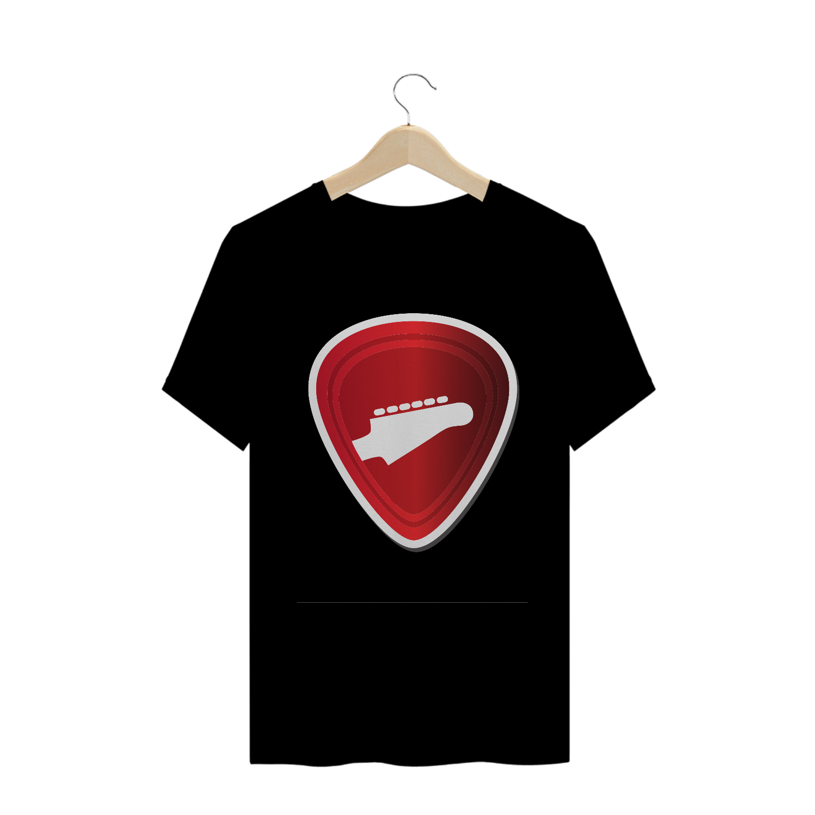 Nome do produto: Camiseta - palheta de guitarra - preta