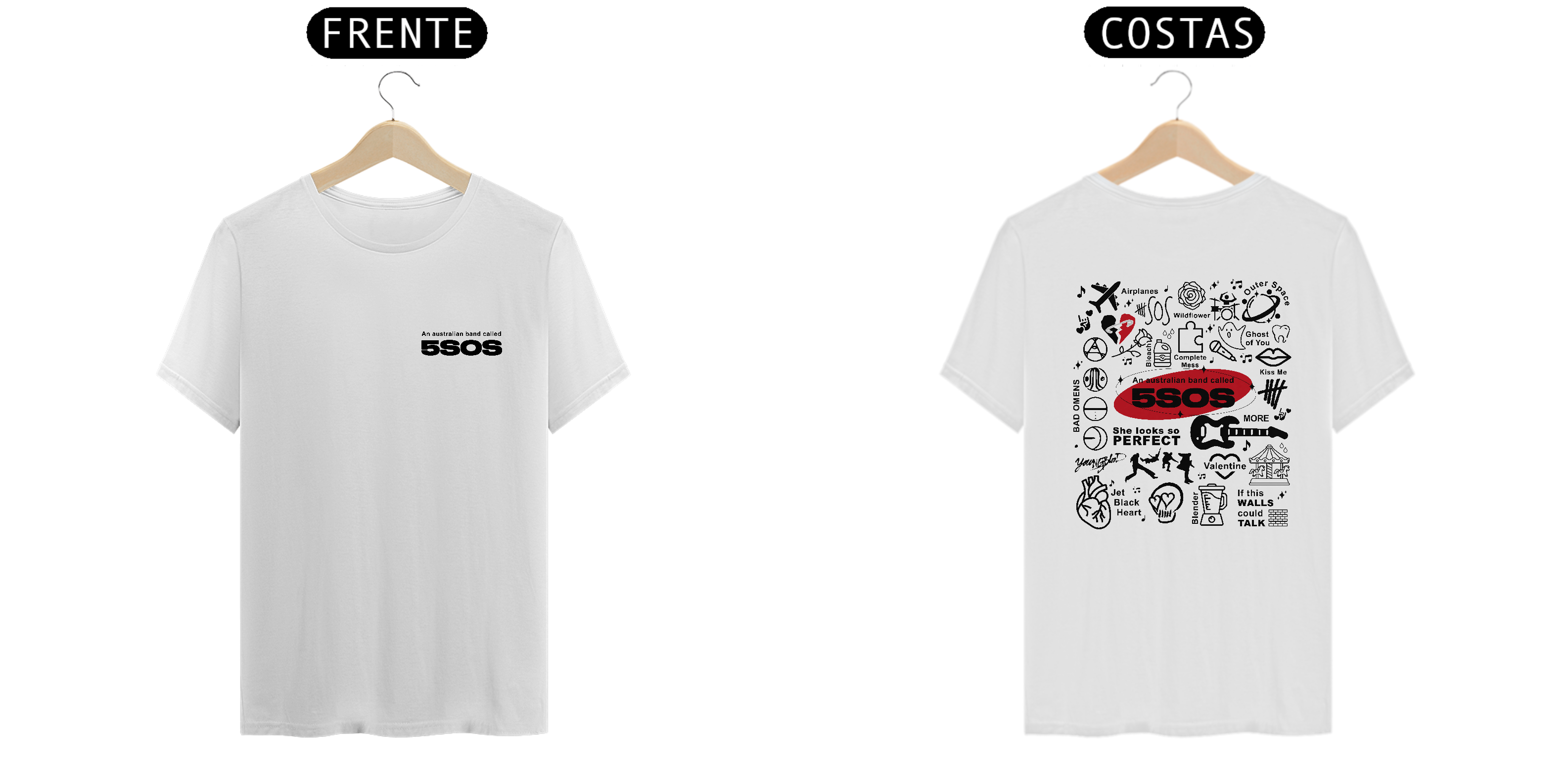 Nome do produto: Camiseta 5SOS - Eras Frente e Verso