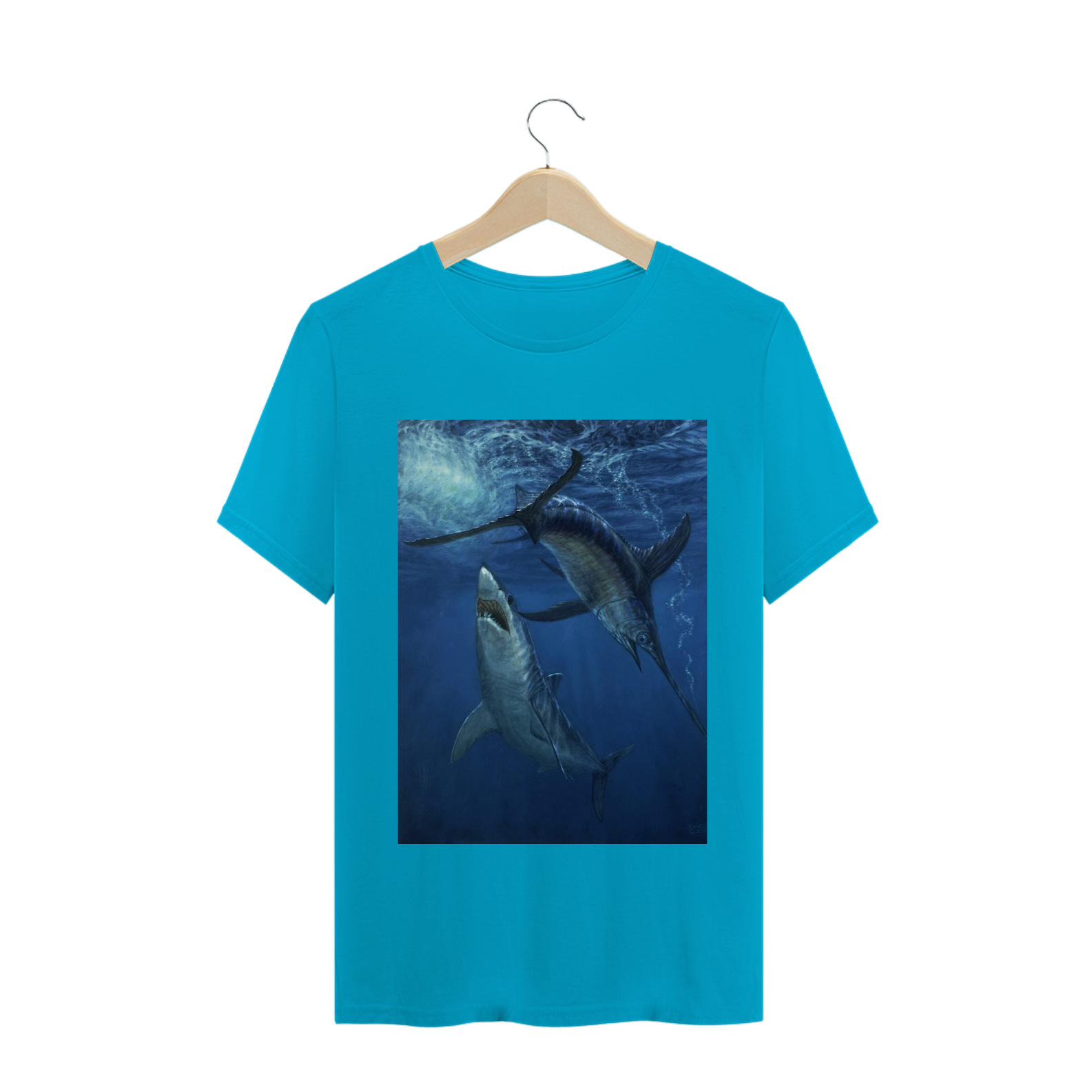 Nome do produto: TUBARÃO VS PEIXE ESPADA (ILUSTRAÇÃO)