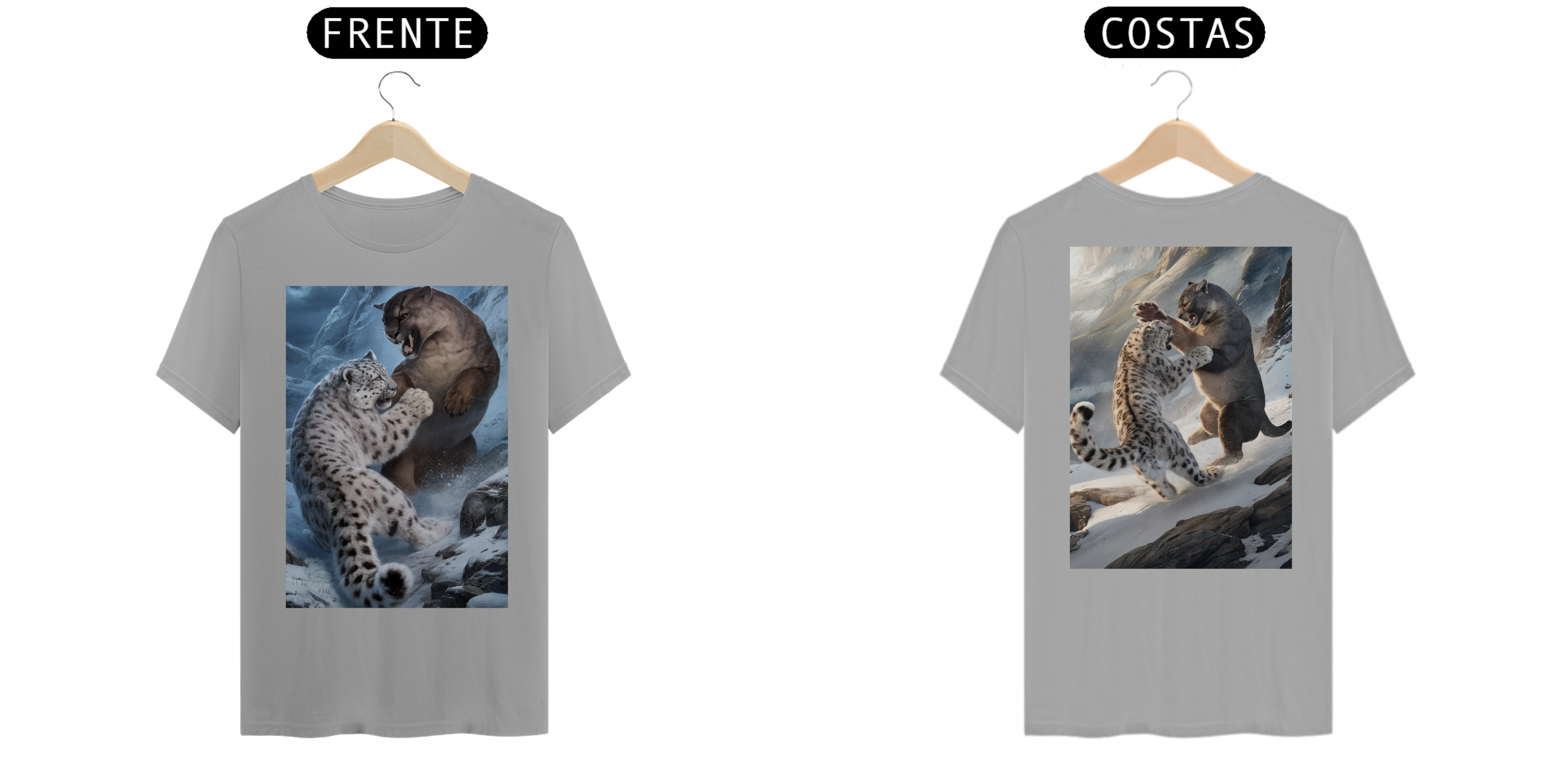 Nome do produto: [ESPECIAL] Leopardo das Neves X Puma [Imagem Criada - Frente e Verso]