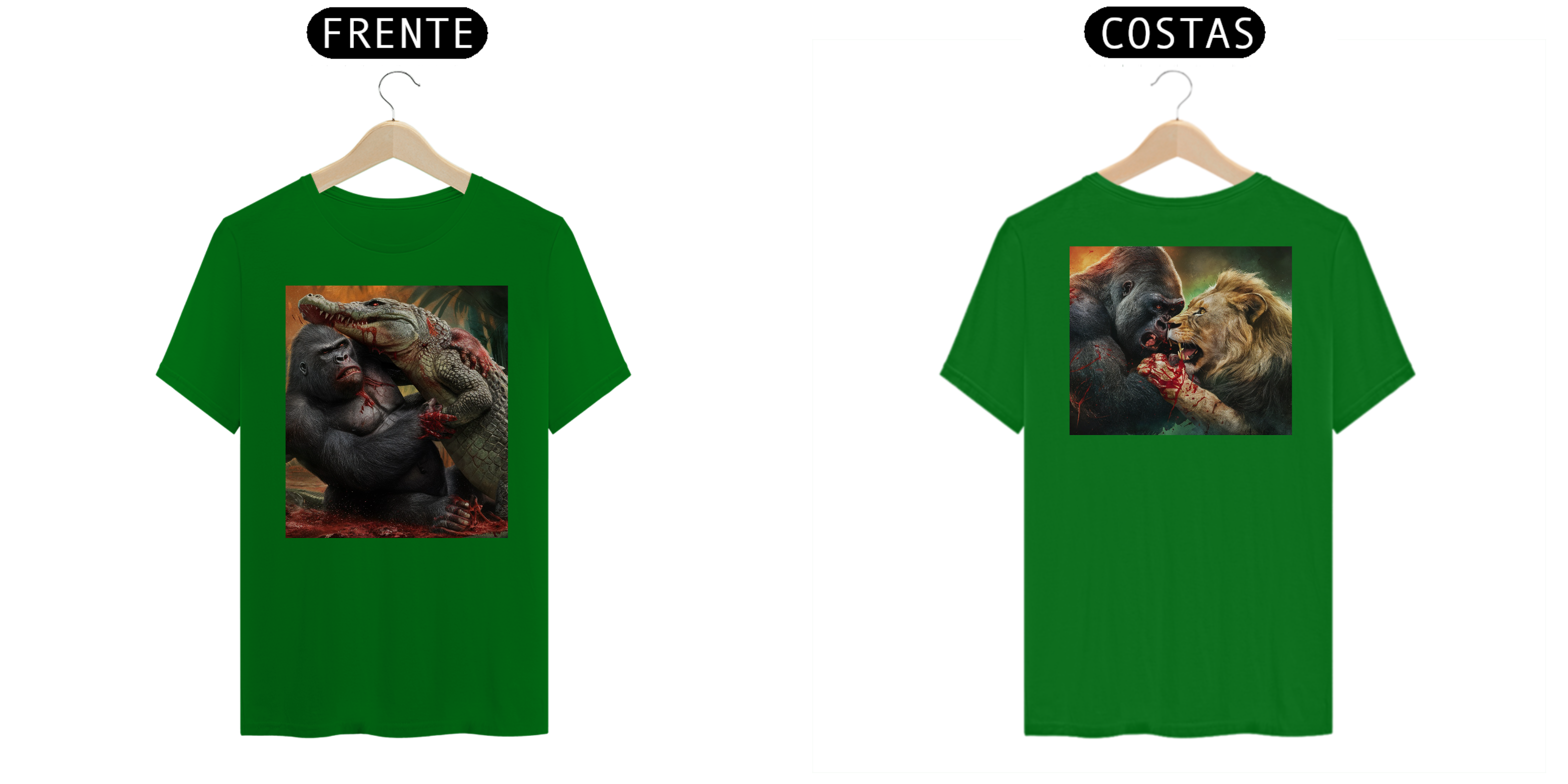 Nome do produto: [ESPECIAL] Gorila X Leão e Crocodilo [Arte - FRENTE E COSTAS]