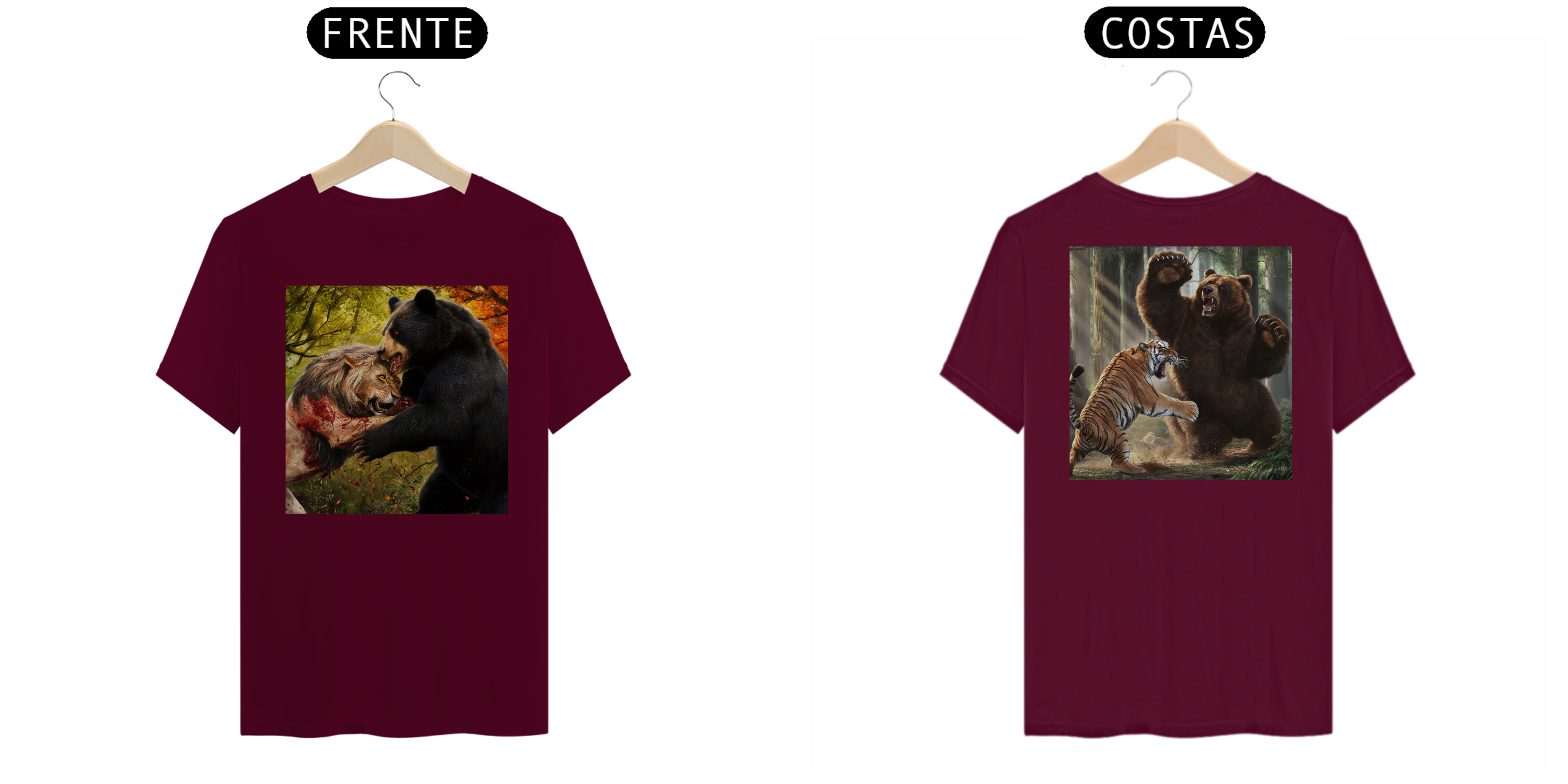 Nome do produto: [ESPECIAL] Leão e Tigre X Urso (s) [FRENTE E COSTAS]