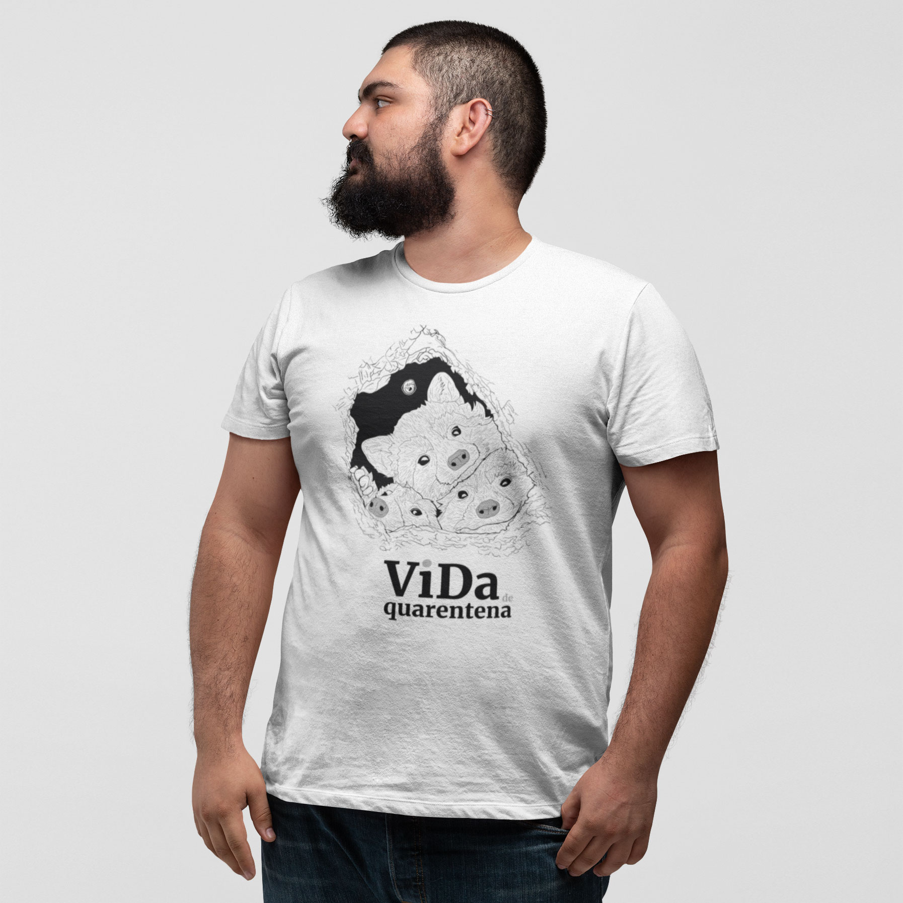 Nome do produto: Camiseta Plus Size Branca Vida de Quarentena