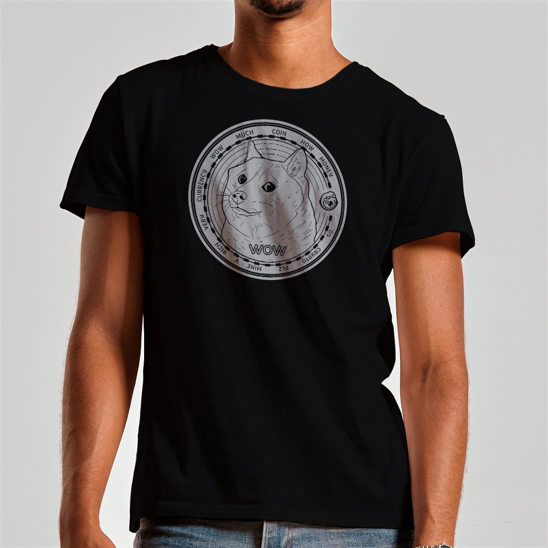 Nome do produto: Camiseta Preta Dogecoin