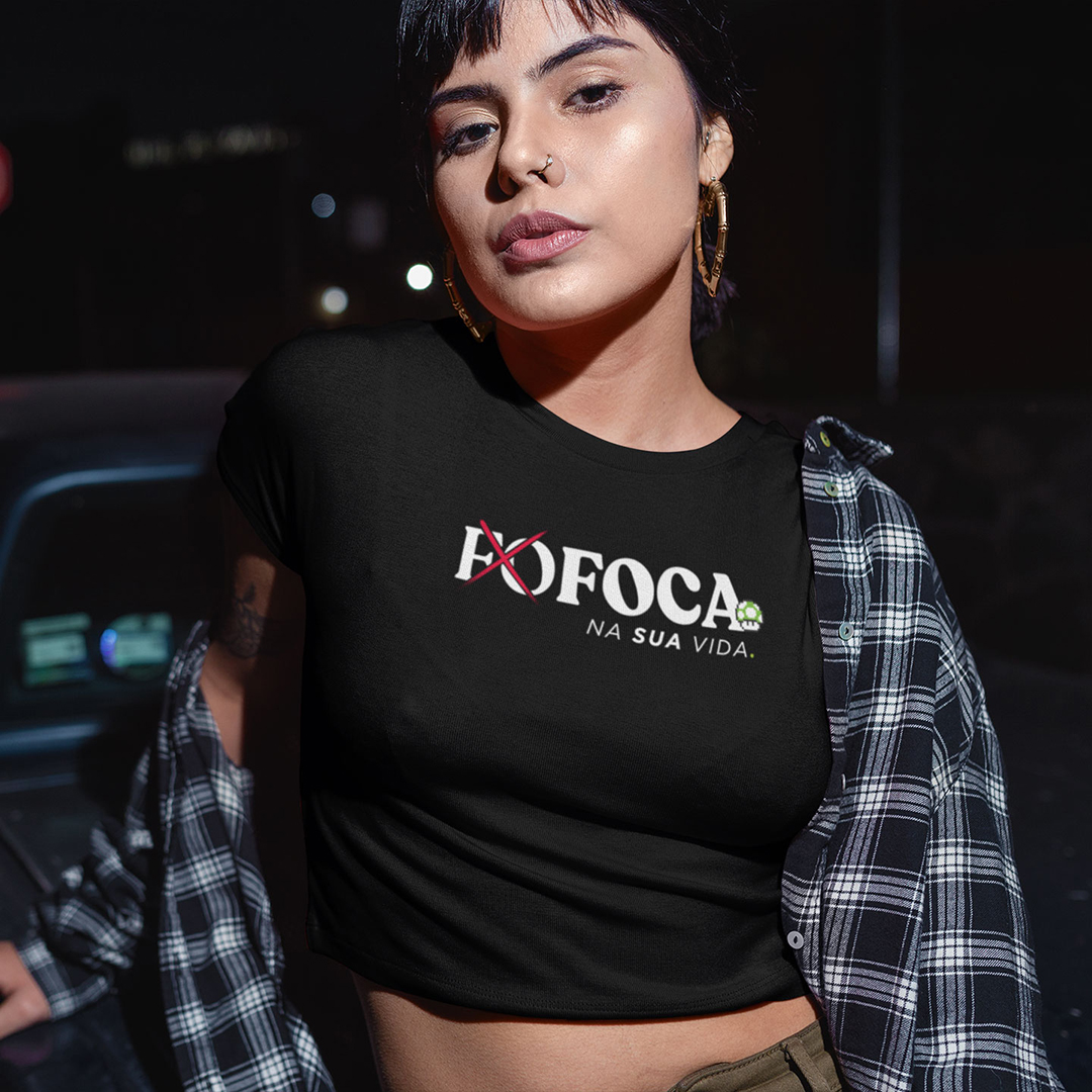 Nome do produto: Cropped Preto Foca na sua vida