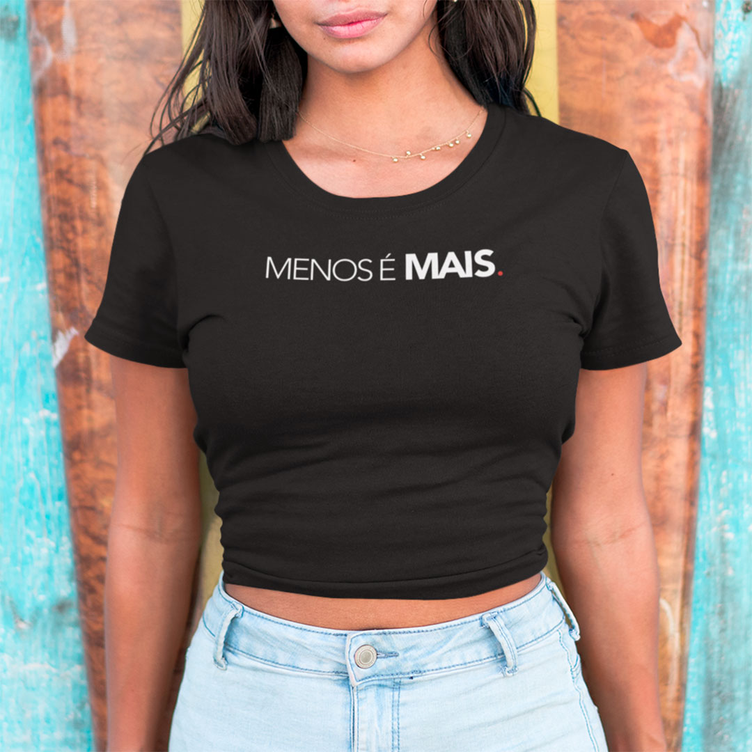 Nome do produto: Cropped - Menos é mais preto
