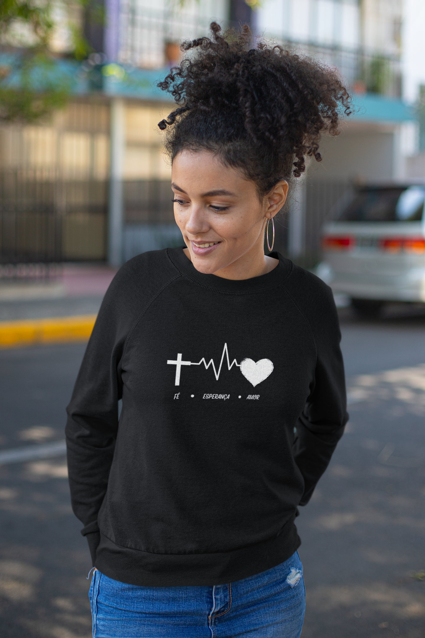 Nome do produto: Moletom unissex fé, esperança e amor