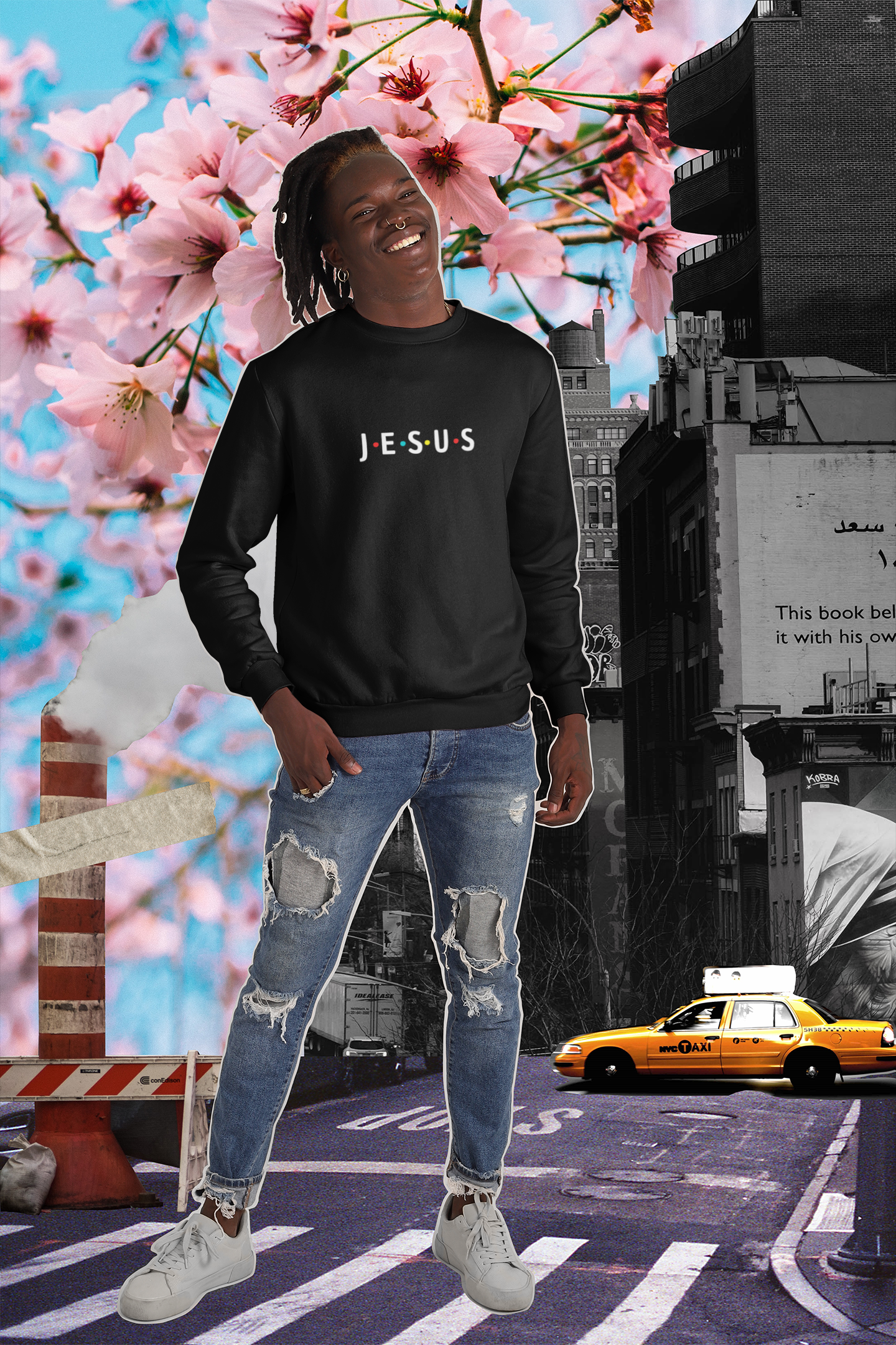 Nome do produto: Moletom unissex Jesus com nome colorido 