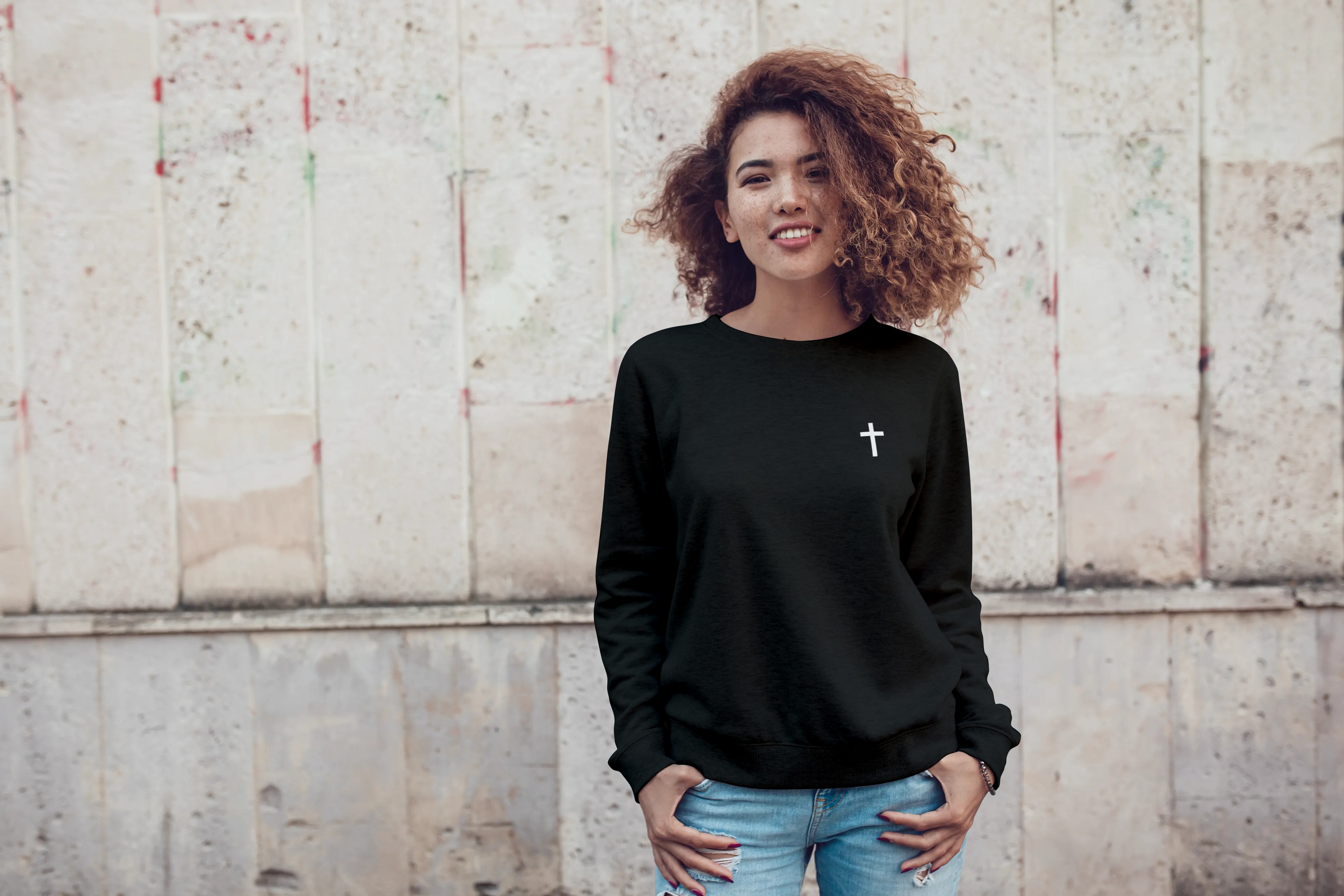Nome do produto: Moletom unissex cruz pequena