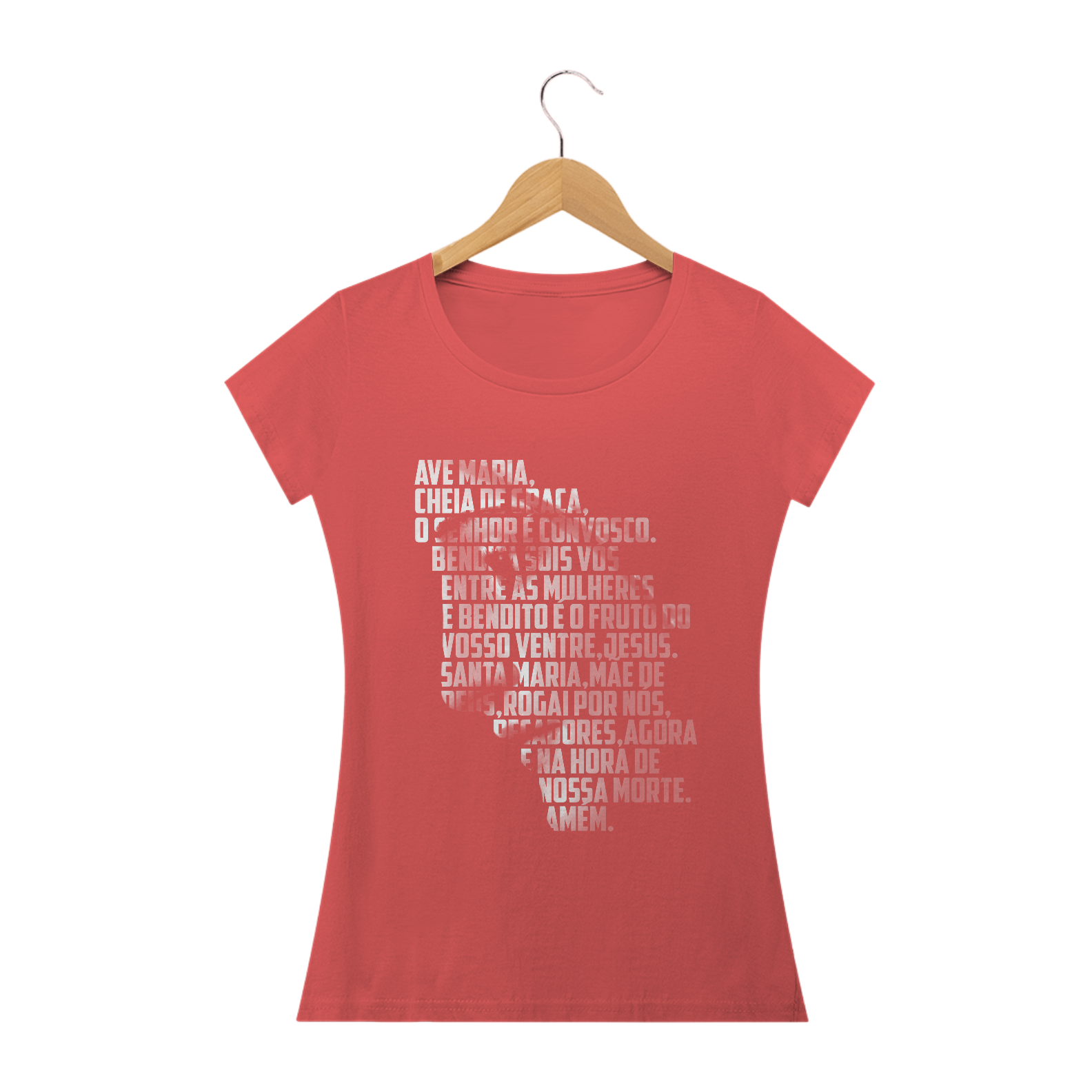 Nome do produto: Camiseta Feminina Nossa Senhora de Fátima com Ave Maria