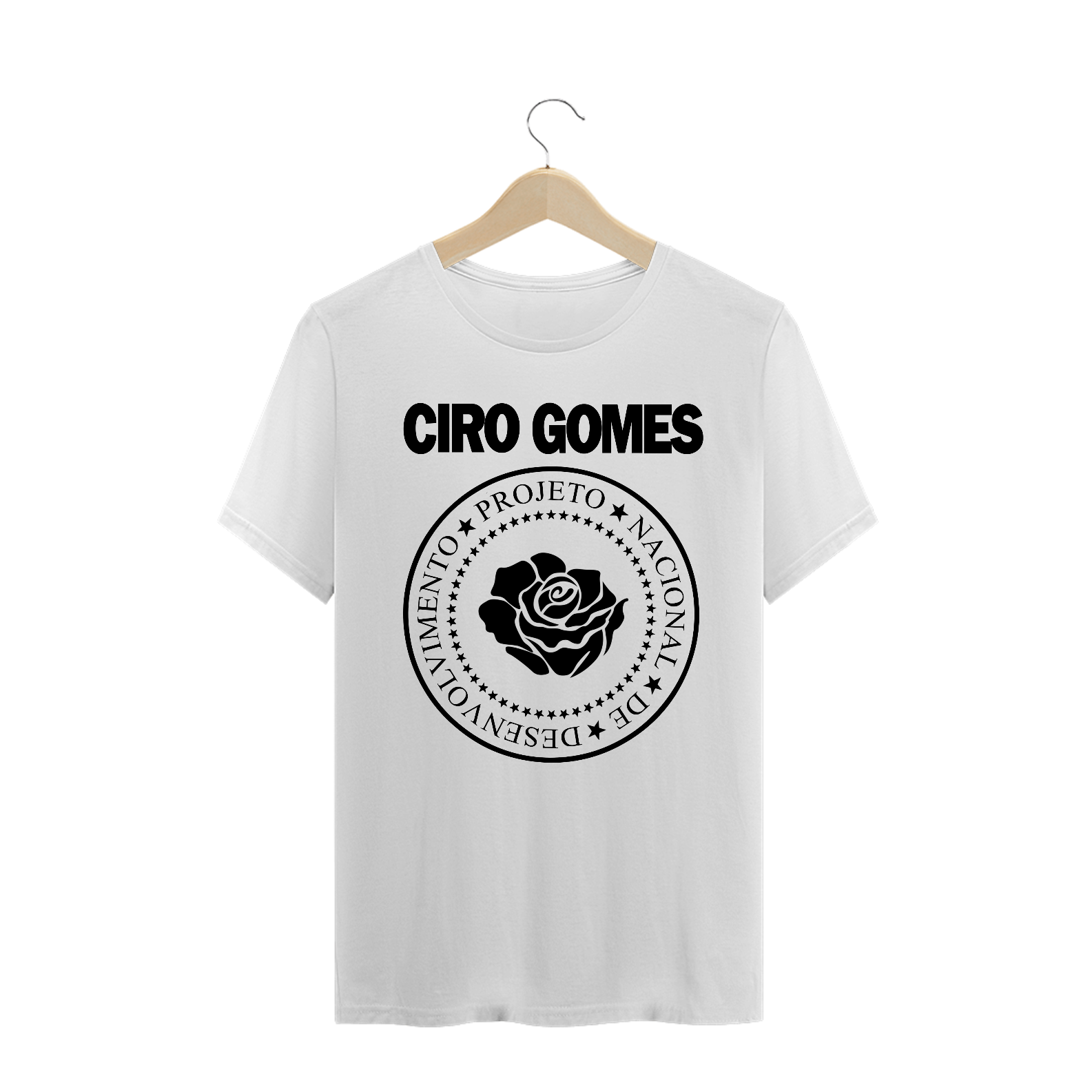 Nome do produto: Camiseta Ciro Gomes (Ramones) Versão Rosa - Branca