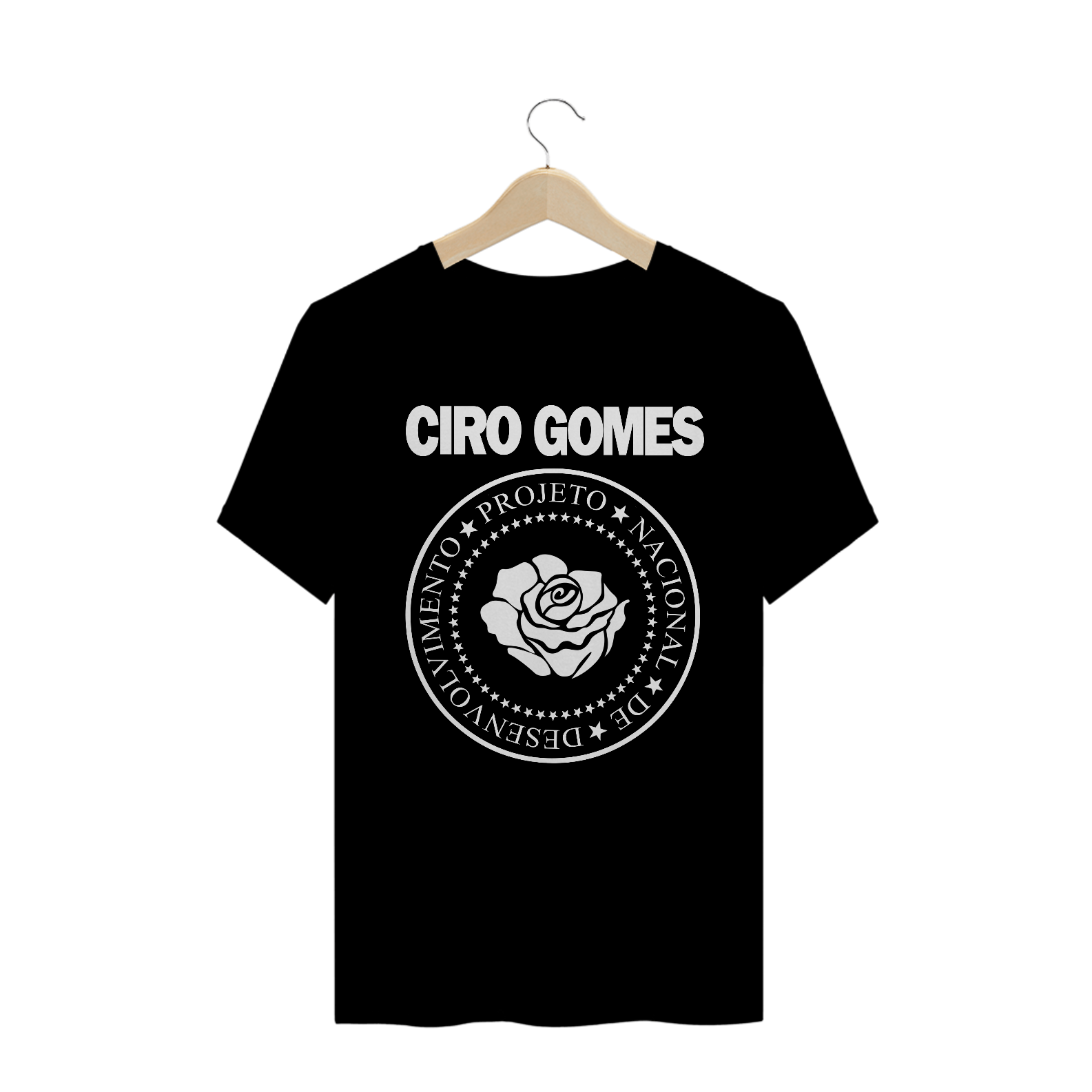 Nome do produto: Camiseta Ciro Gomes (Ramones) Versão Rosa - Preta 