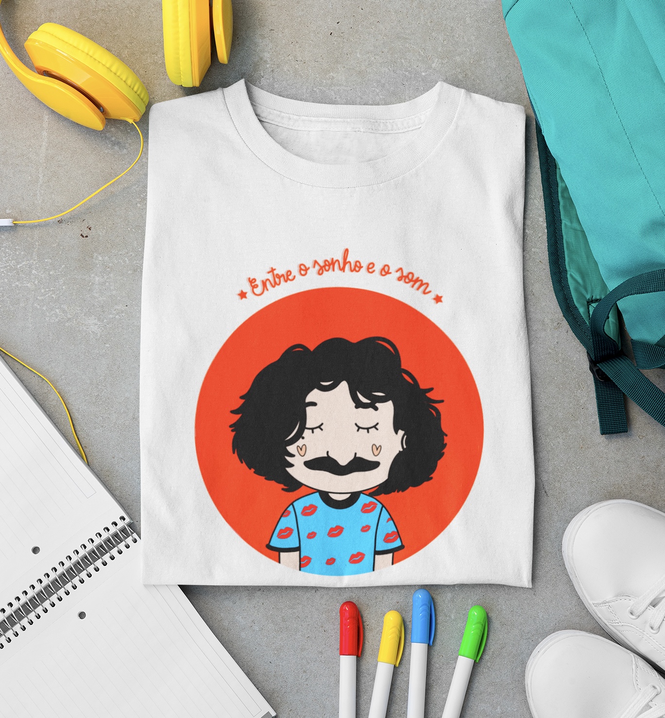 Belchior todo sujo de batom