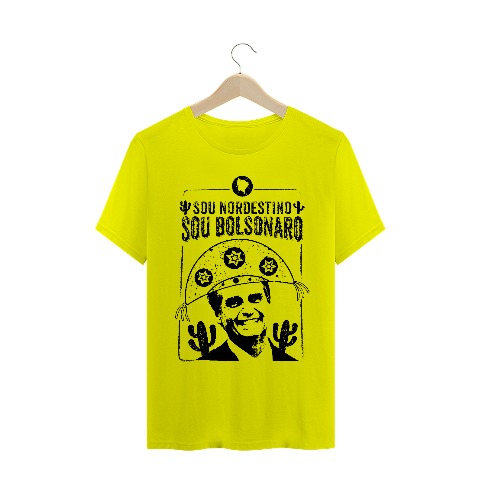 Nome do produto  Camisa Masculina Sou Nordestino, Sou Bolsonaro Amarelo - Um Patriota 