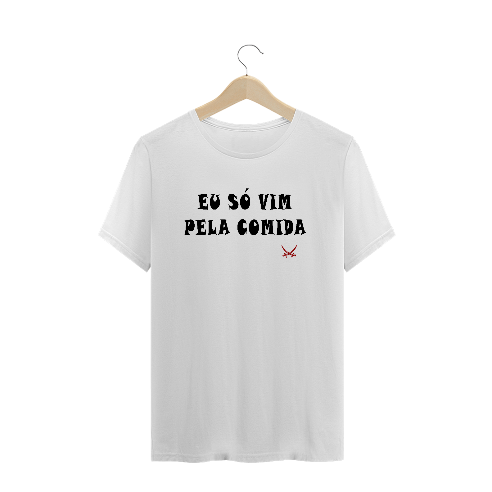 Nome do produto: CAMISETA EU SÓ VIM PELA COMIDA