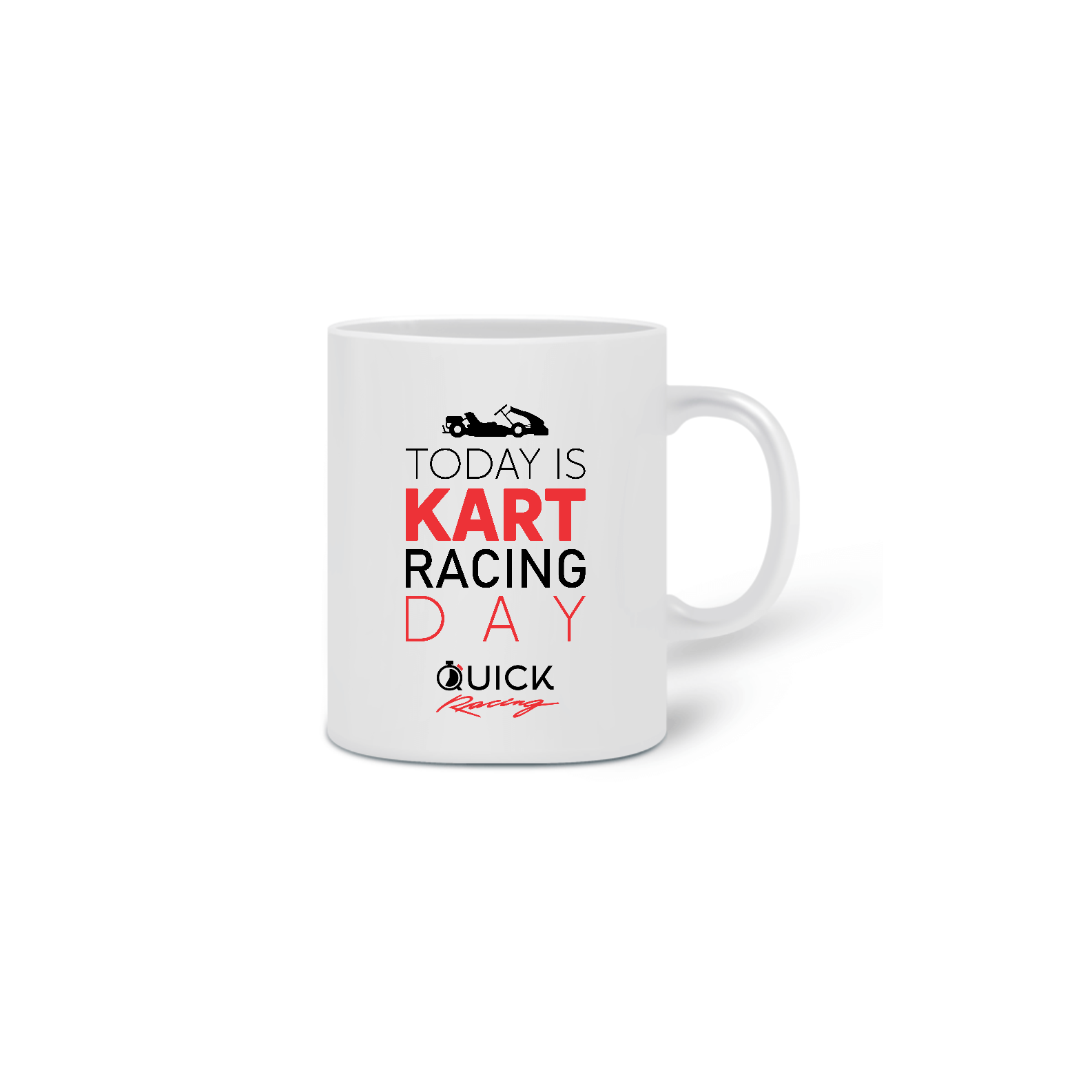 Caneca cerâmica branca 320ml Quick Racing | Today is Kart Racing Day