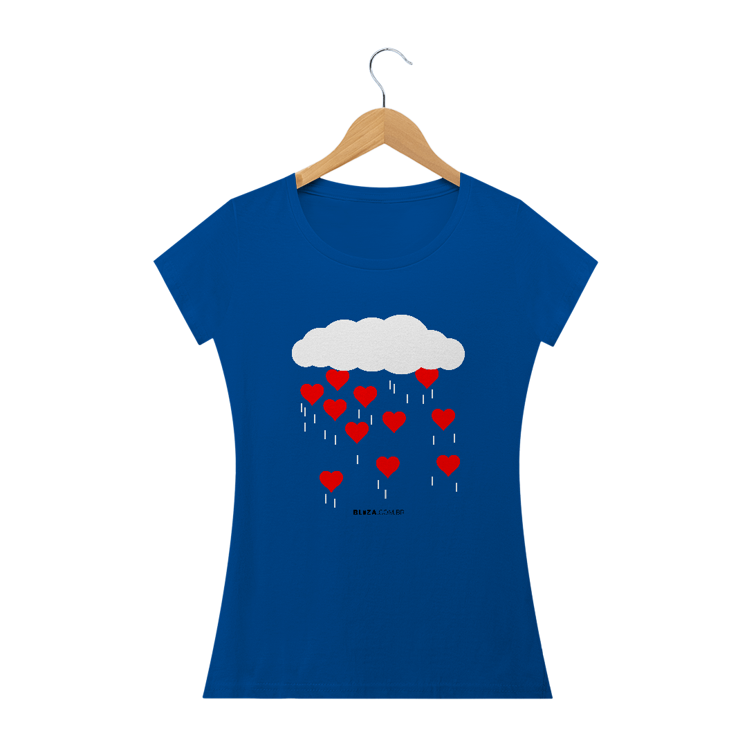 Nome do produto: Chuva de Corações, Camiseta Feminina, Bluza.com.br