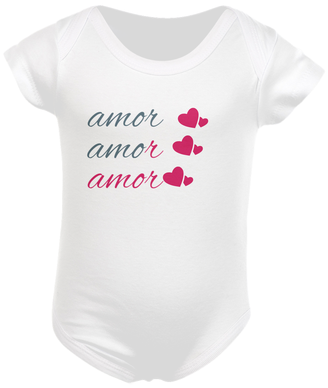 Nome do produto: Body Infantil Feminino Estampa Frase - Amor Amor Amor