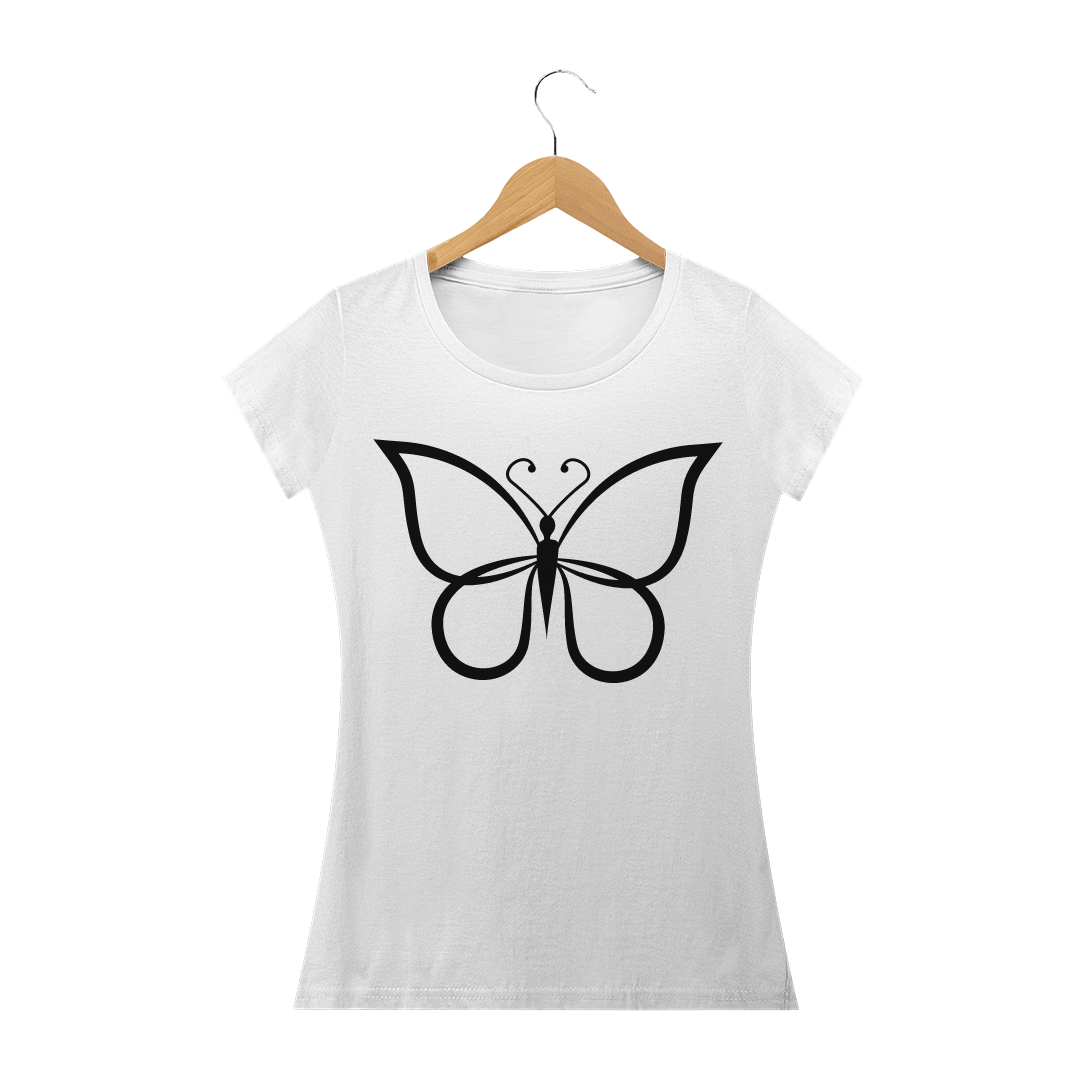 Nome do produto: Camisa Feminina Branca Borboleta +Cores
