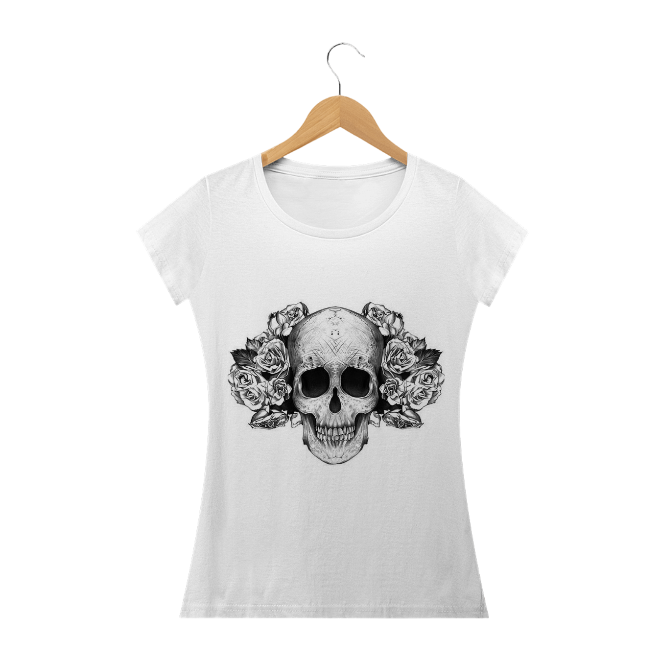 Nome do produto: camiseta baby look caveira