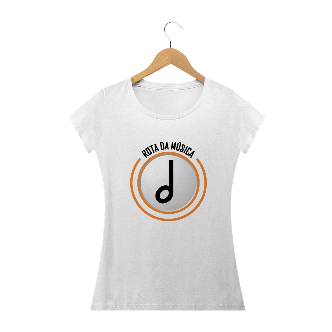 Nome do produto: Baby Look logo Rota da Música - branca.