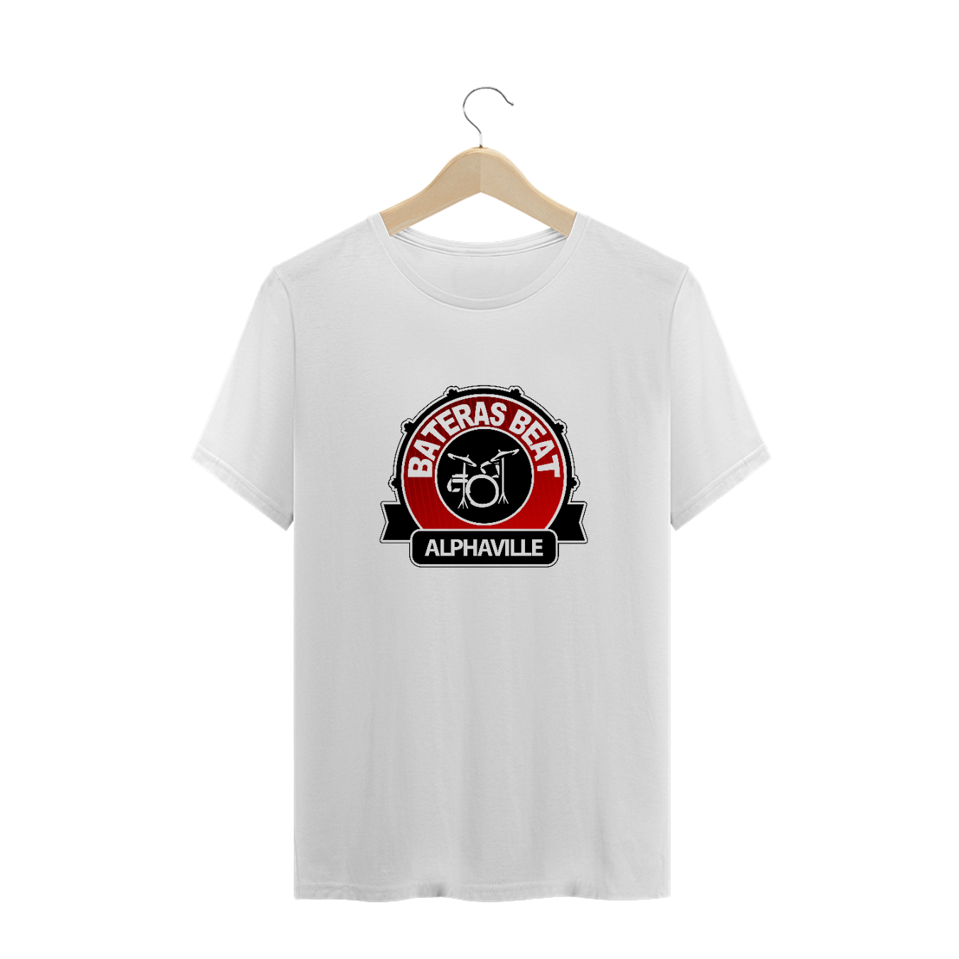Nome do produto: Camiseta Bateras Beat Alpha - branca, preta, vermelha.