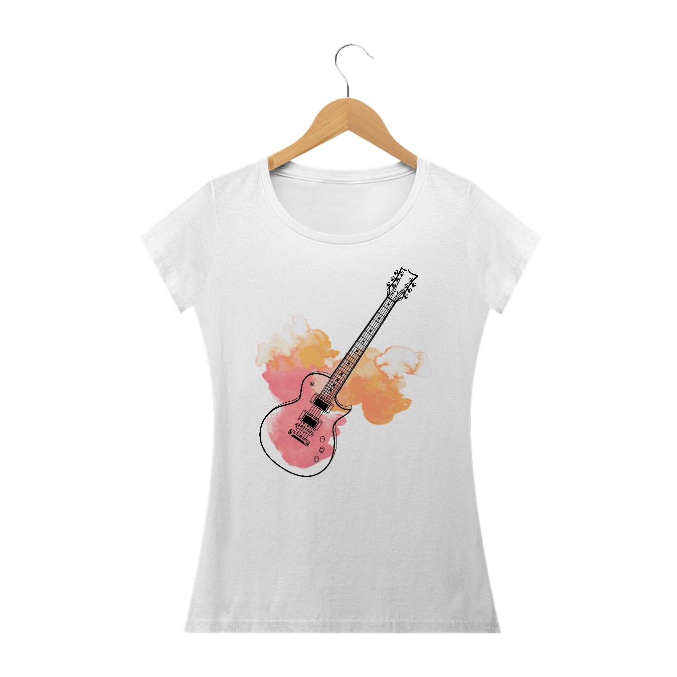 Nome do produto: Baby Look Guitar Play - branca, azul royal, vermelha, verde, amarela.