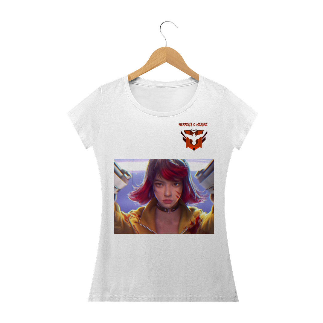 Nome do produto: Camiseta Camisa Free Fire Feminina Kelly Respeita o Mestre 