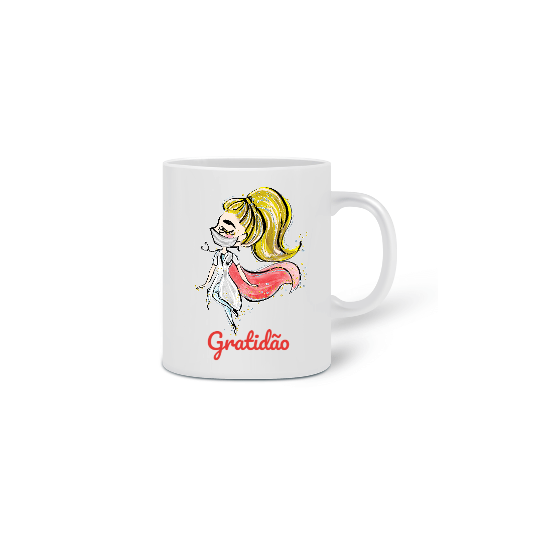Nome do produto: Caneca Médica Loira Gratidão