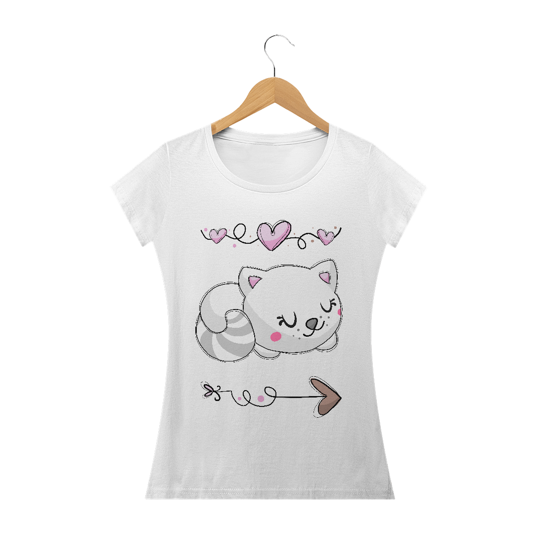 Nome do produto: Camiseta feminina Cat Cute