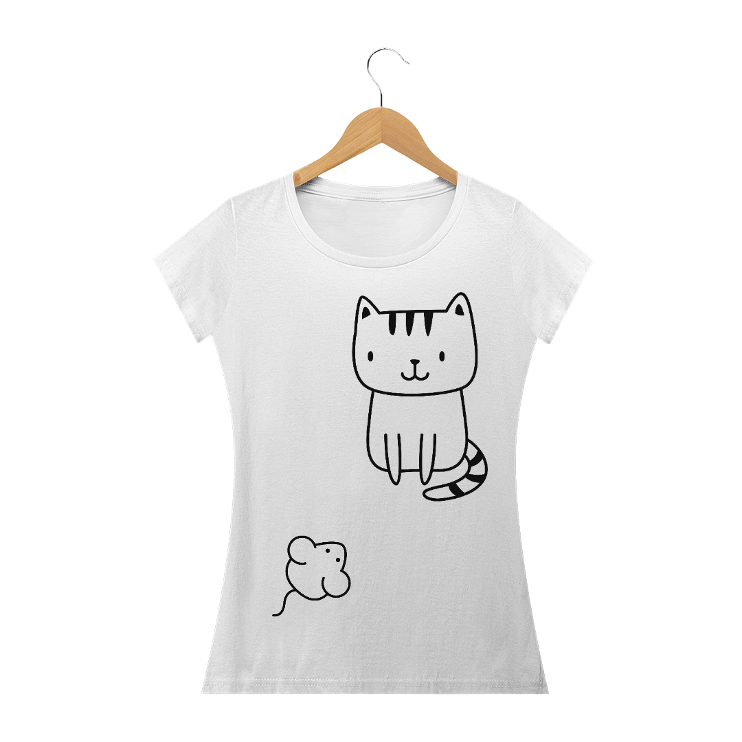 Nome do produto: Camiseta feminina gato e rato