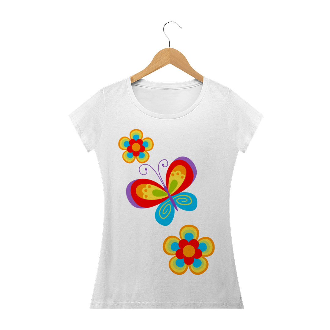 Nome do produto: Camiseta feminina Jardim de BORBOLETAS