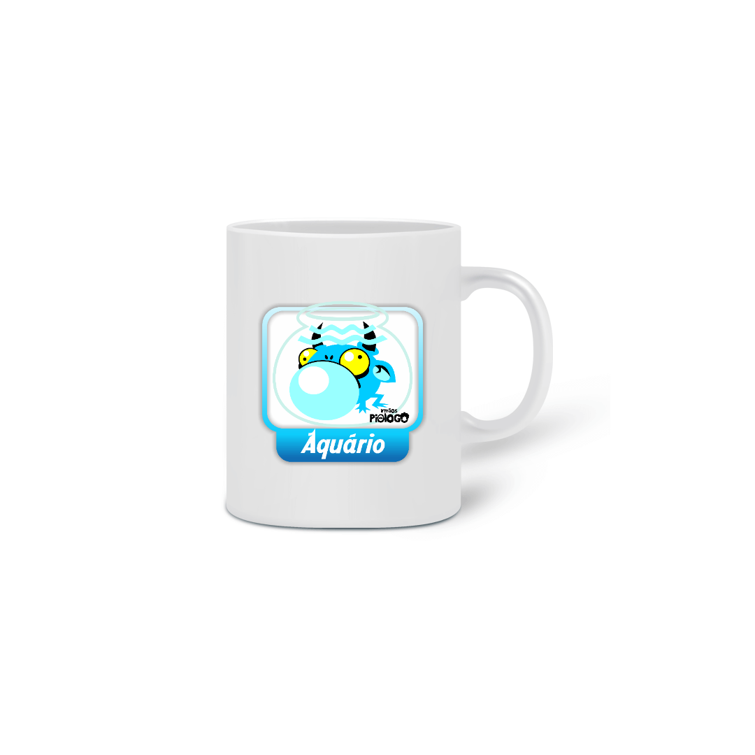 Nome do produto: Caneca Signo Aquário sapo Boi Azul
