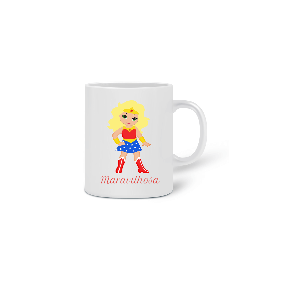 Nome do produto: Caneca Mulher Maravilha loira