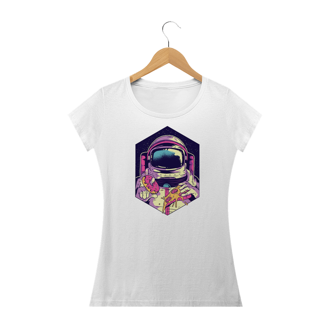 Nome do produto: Astronauta Comendo Pizza e Rosquinha - Baby Long - Feminina