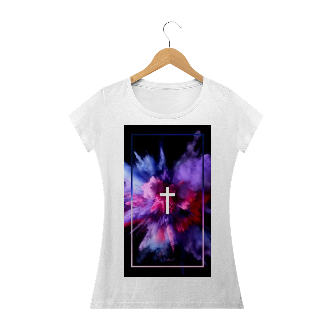 Nome do produto: Camiseta Feminina Estampa de Cruz