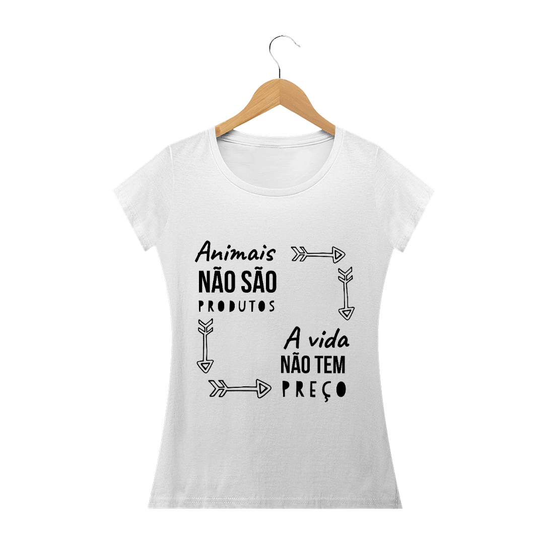 Nome do produto: T Shirt Vegana - Animais não são produtos a vida não tem preço