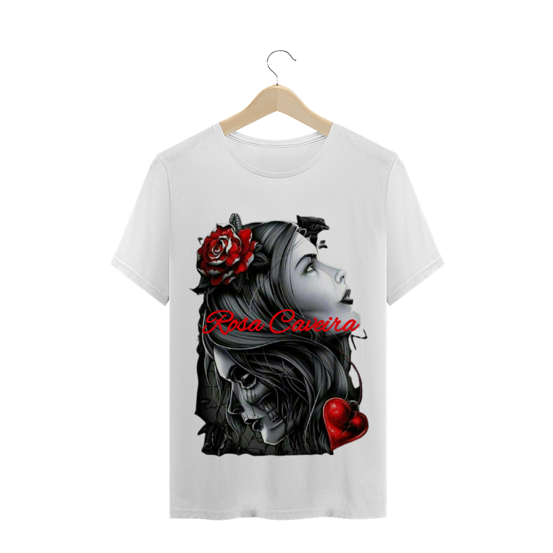 Nome do produto: Camiseta Masculina Rosa Caveira