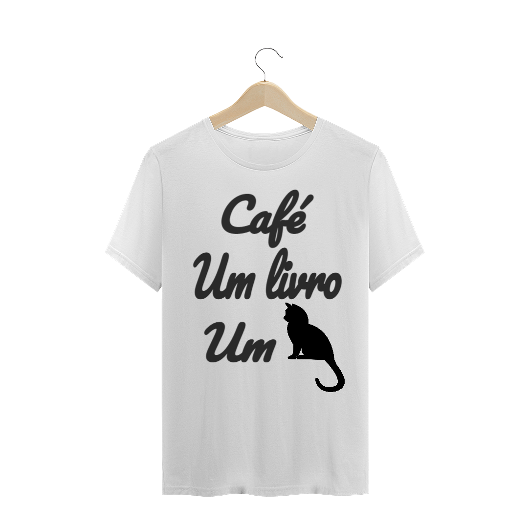 Nome do produto: Blusa  Café, um livro, um gato