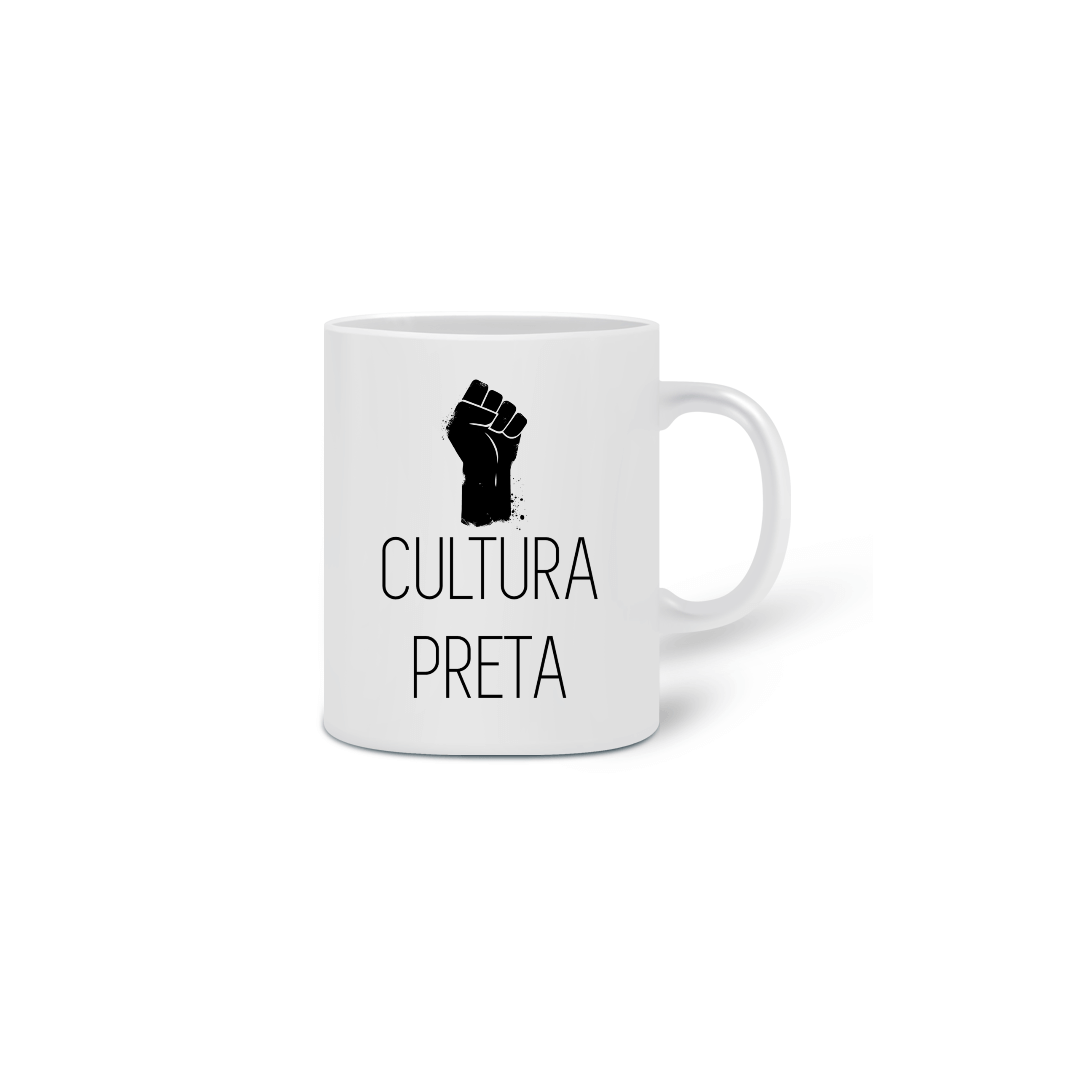 Nome do produto: Caneca Cultura Preta Punho Cerrado