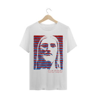 Camiseta Masculina Cristo Redentor azul e vermelho